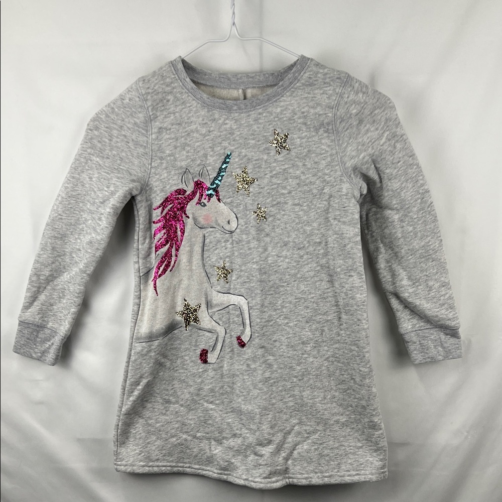 Sonoma - Girls Tunic Sweatshirt - Unicorn - Gray and Pink - 5